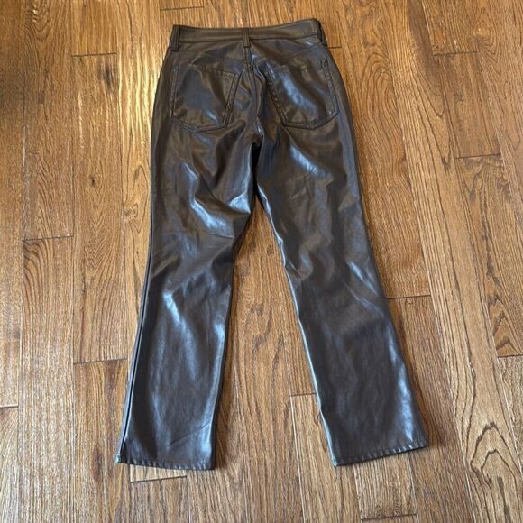Old Navy high rise bootcut brown faux leather pants 0 - Picture 11 of 14